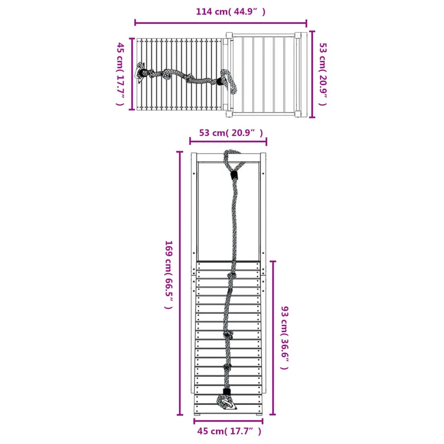 Maisonnette de jeu avec mur d'escalade bois de pin imprégné - 9