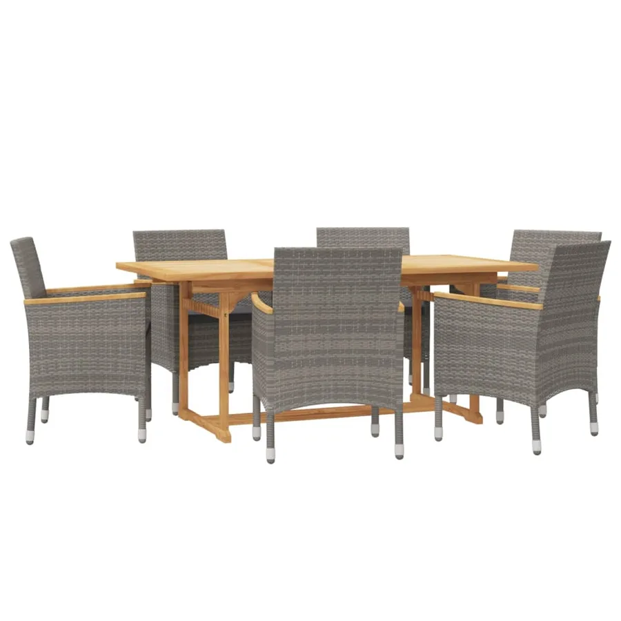 Ensemble à manger de jardin 7 pcs avec coussins Gris - 3