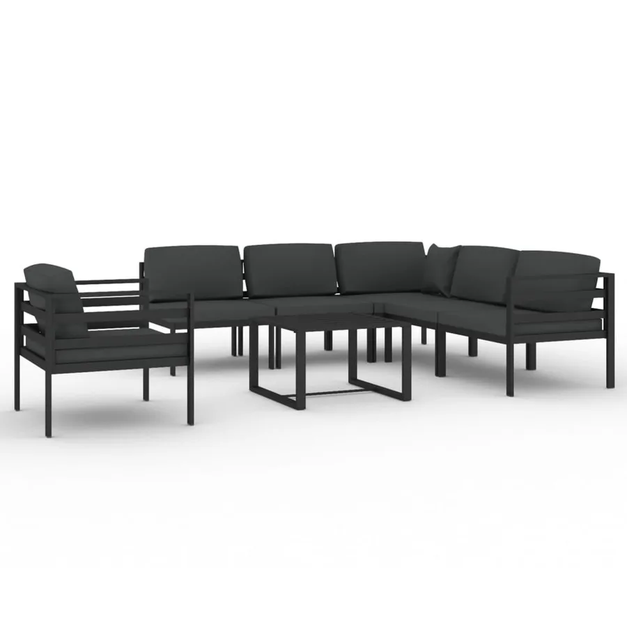 Salon de jardin 7 pcs avec coussins Aluminium Anthracite - 2