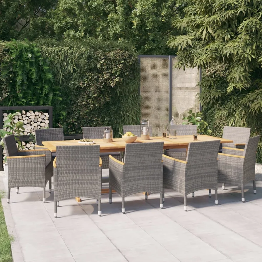 Ensemble à manger de jardin 11 pcs avec coussins Gris