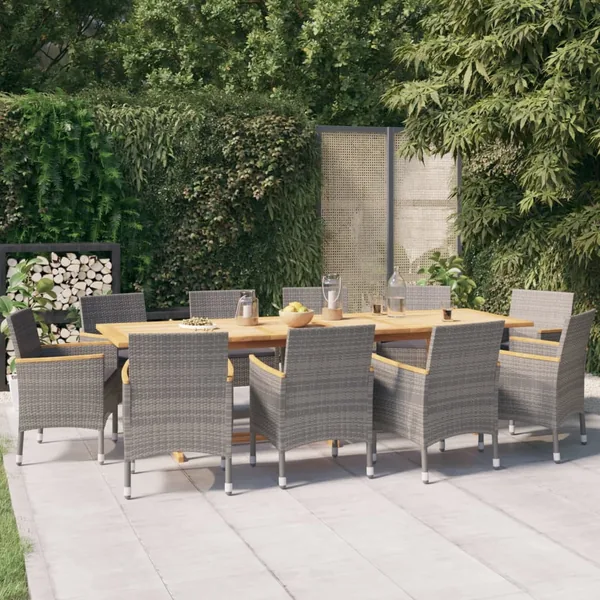 Ensemble à manger de jardin 11 pcs avec coussins Gris