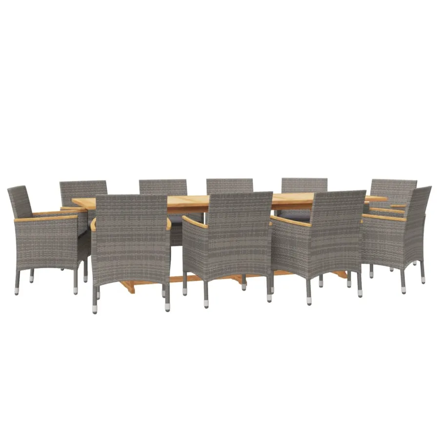 Ensemble à manger de jardin 11 pcs avec coussins Gris - 3