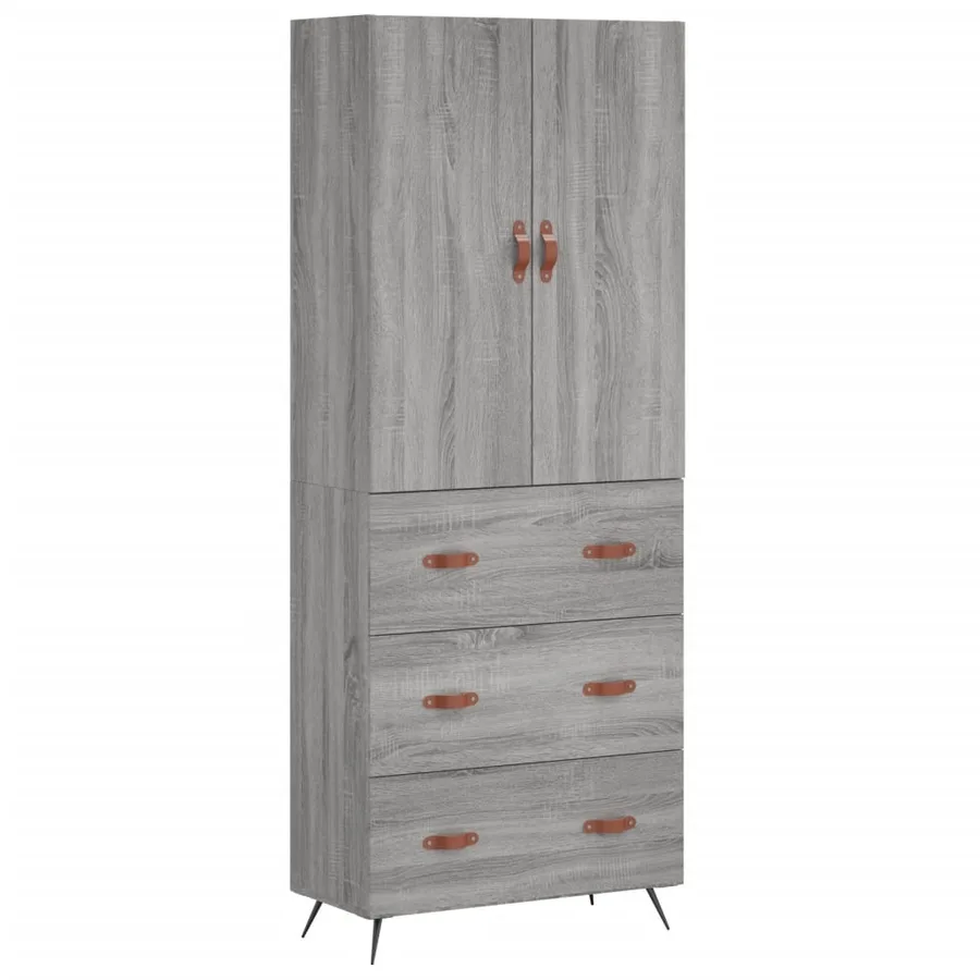 Buffet haut Sonoma gris 69,5x34x180 cm Bois d'ingénierie - 2