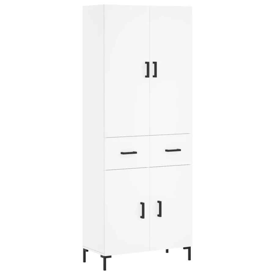 Buffet haut Blanc 69,5x34x180 cm Bois d'ingénierie - 2