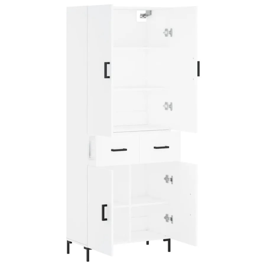 Buffet haut Blanc 69,5x34x180 cm Bois d'ingénierie - 4