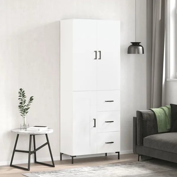 Buffet haut Blanc 69,5x34x180 cm Bois d'ingénierie