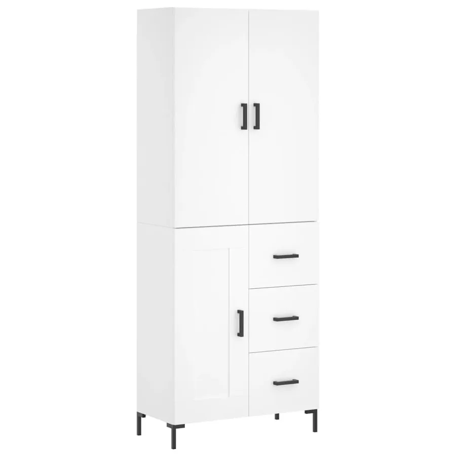 Buffet haut Blanc 69,5x34x180 cm Bois d'ingénierie - 2