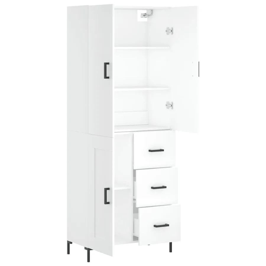 Buffet haut Blanc 69,5x34x180 cm Bois d'ingénierie - 4