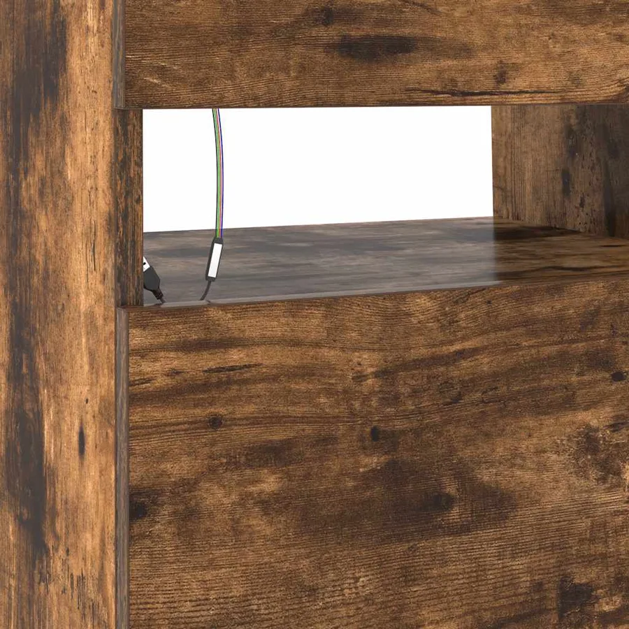 Meuble TV avec lumières LED Chêne fumé 90x35x40 cm - 10