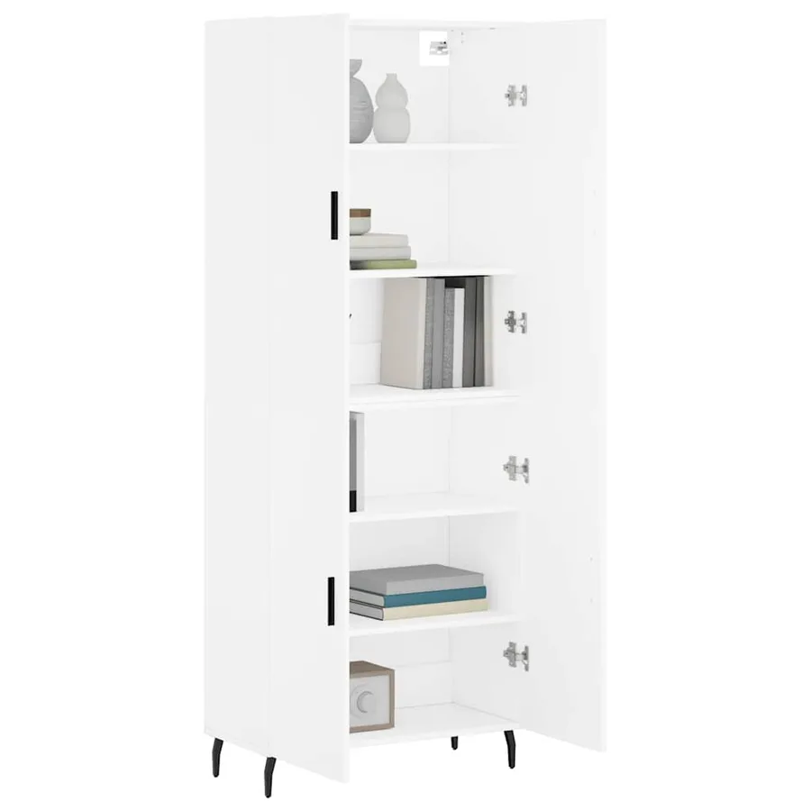 Buffet haut Blanc 69,5x34x180 cm Bois d'ingénierie - 3