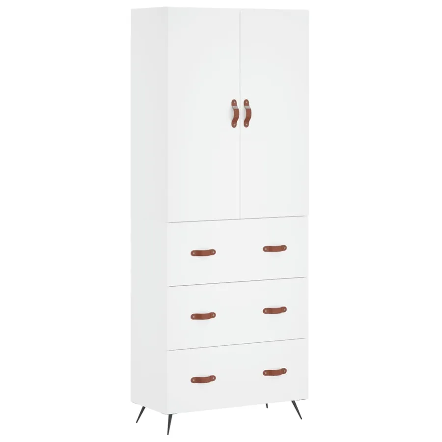 Buffet haut Blanc 69,5x34x180 cm Bois d'ingénierie - 2