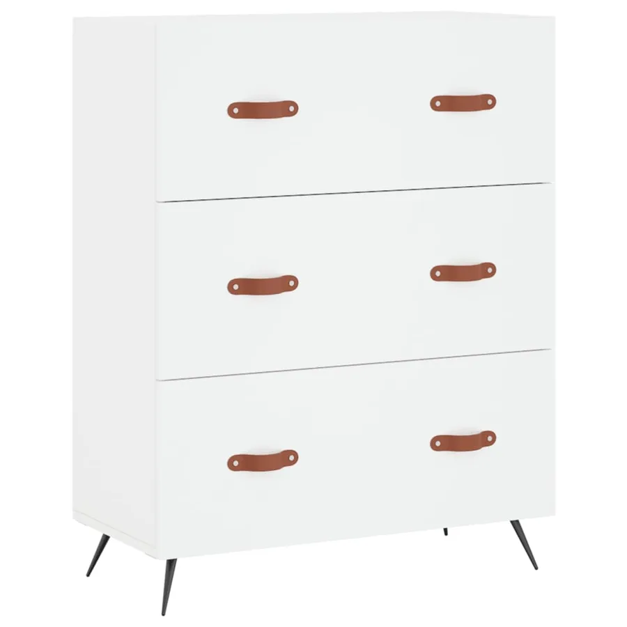 Buffet haut Blanc 69,5x34x180 cm Bois d'ingénierie - 6