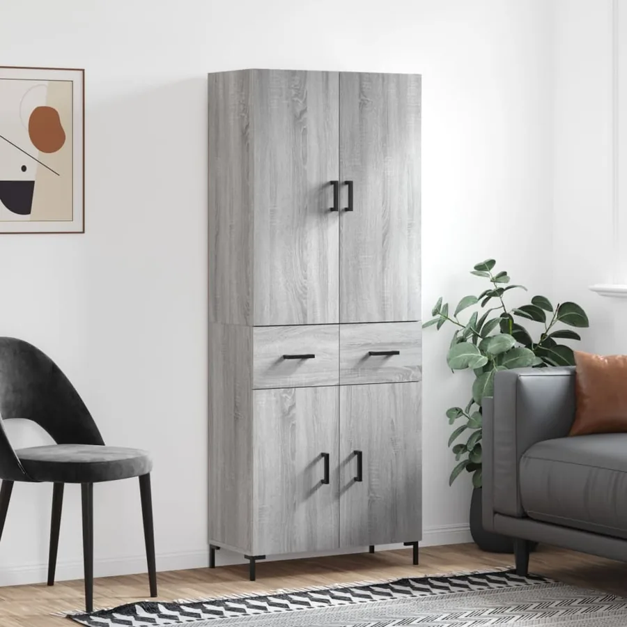Buffet haut Sonoma gris 69,5x34x180 cm Bois d'ingénierie