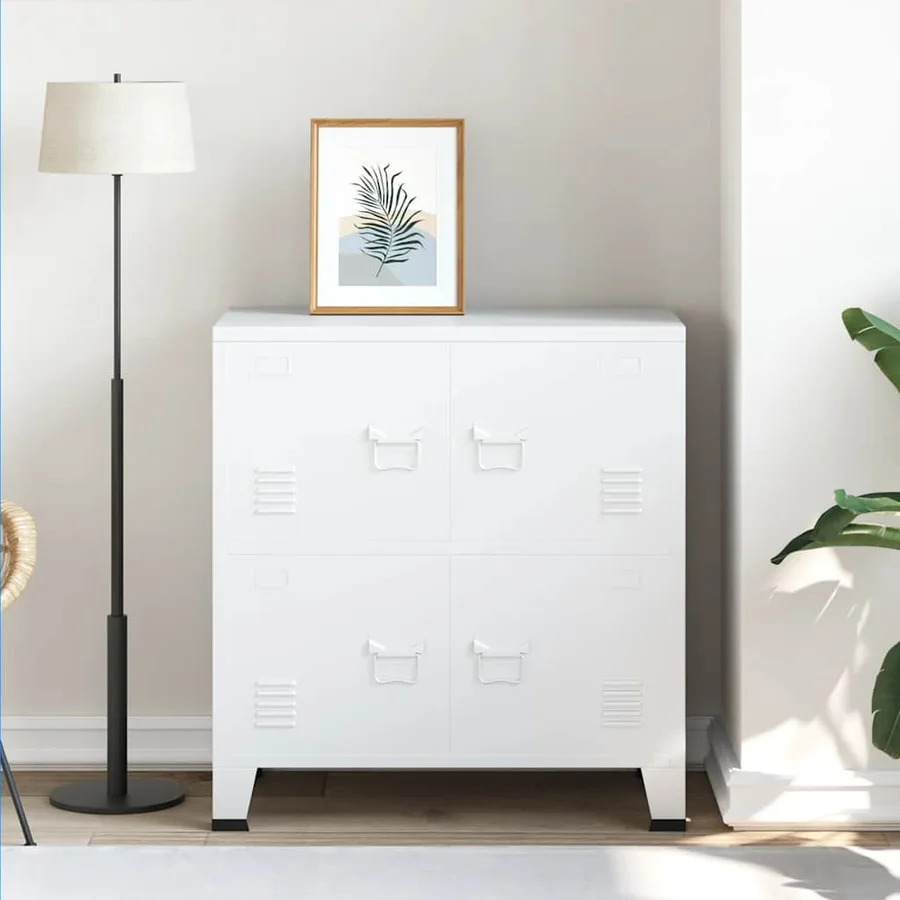 Coffre de rangement industriel Blanc 75x40x80 cm Acier - 3