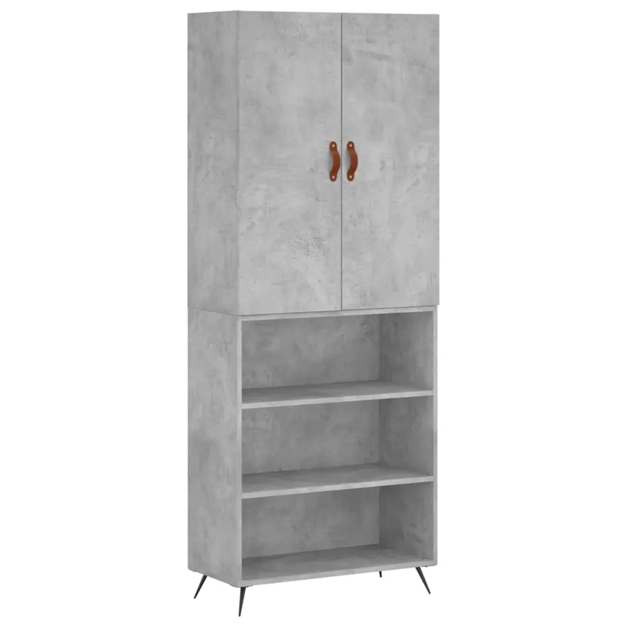 Buffet haut Gris béton 69,5x34x180 cm Bois d'ingénierie - 2