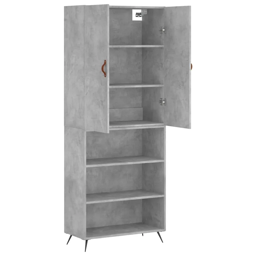 Buffet haut Gris béton 69,5x34x180 cm Bois d'ingénierie - 3