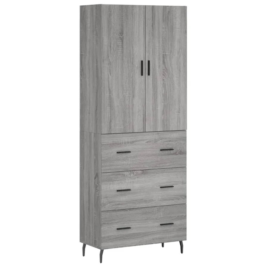 Buffet haut Sonoma gris 69,5x34x180 cm Bois d'ingénierie - 2