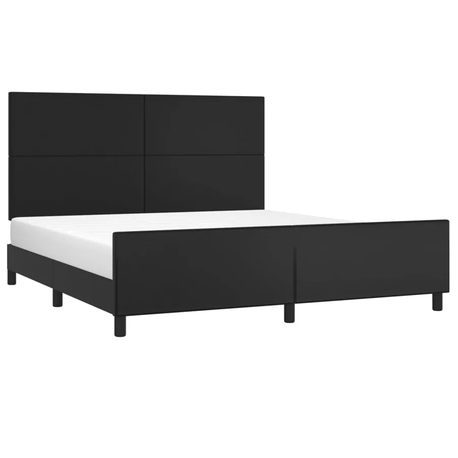 Cadre de lit sans matelas noir 160x200 cm similicuir - 3