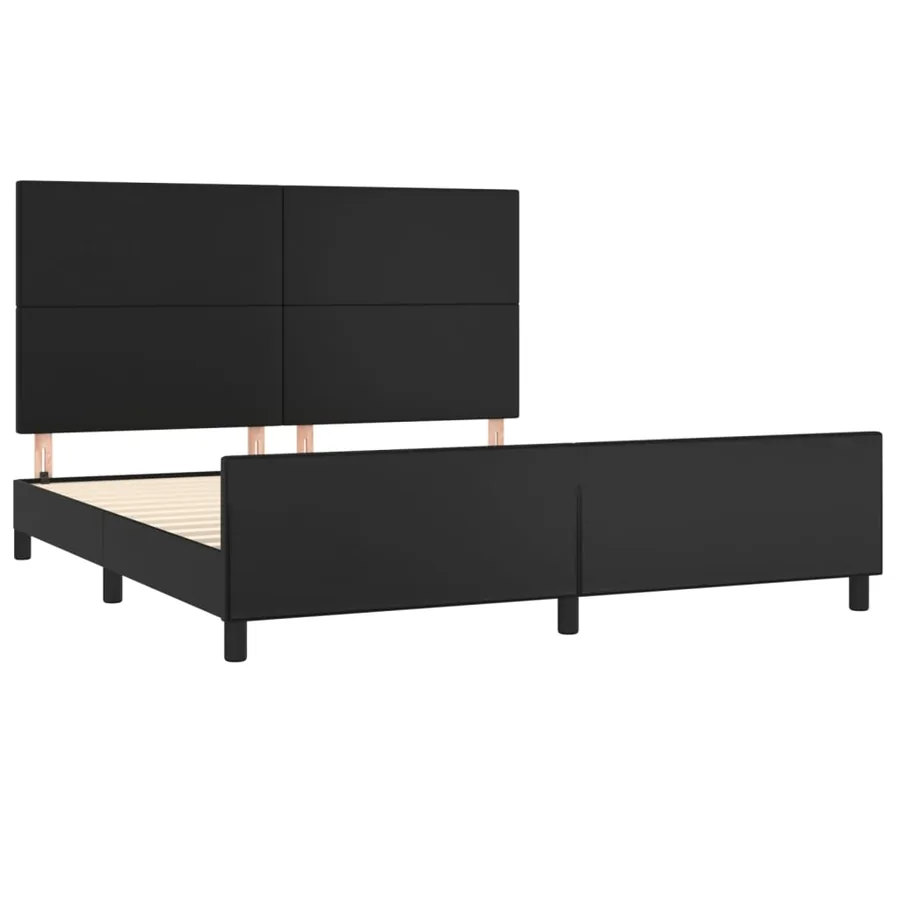 Cadre de lit sans matelas noir 160x200 cm similicuir - 4