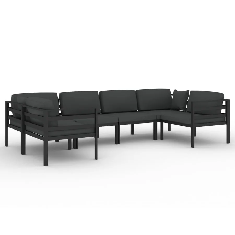 Salon de jardin 6 pcs avec coussins Aluminium Anthracite - 2