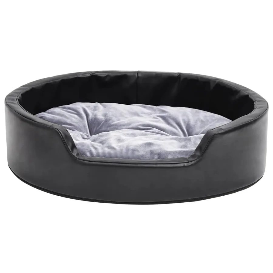 Lit pour chiens Noir et gris 69x59x19 cm Peluche et similicuir - 3
