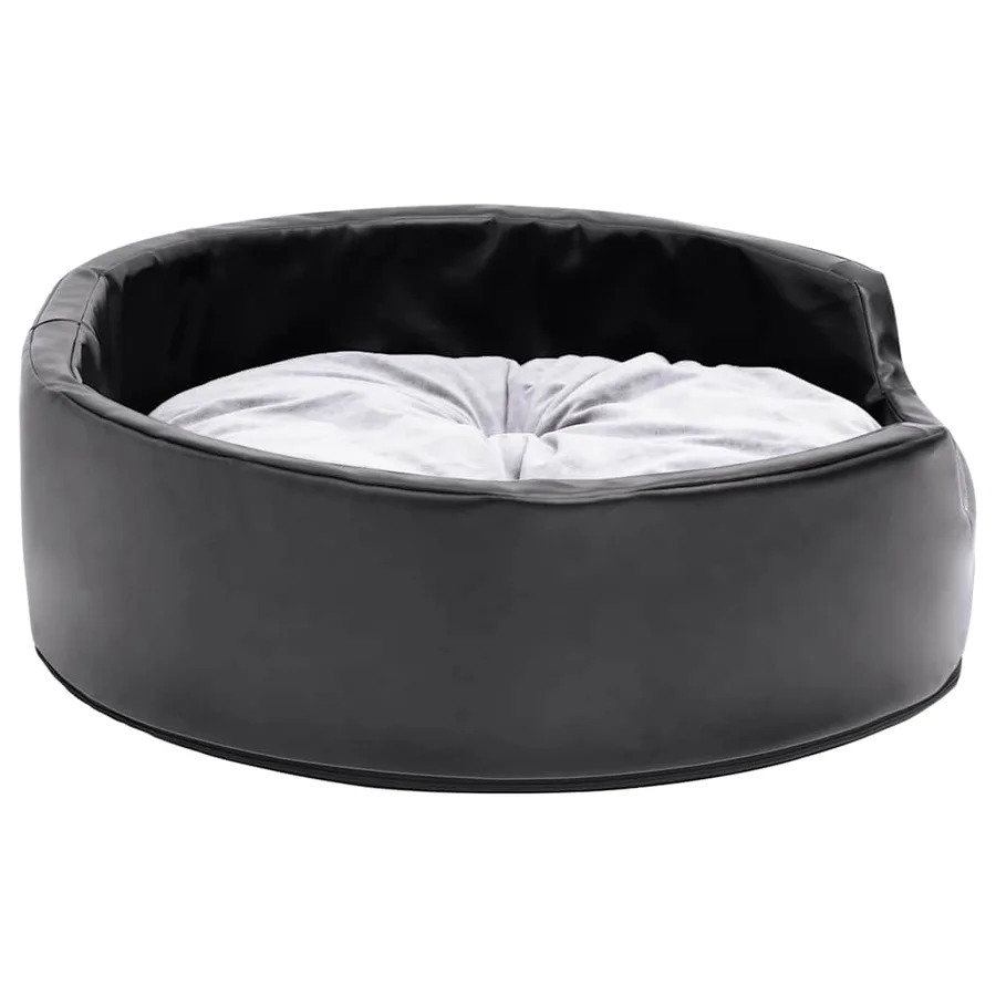 Lit pour chiens Noir et gris 69x59x19 cm Peluche et similicuir - 4