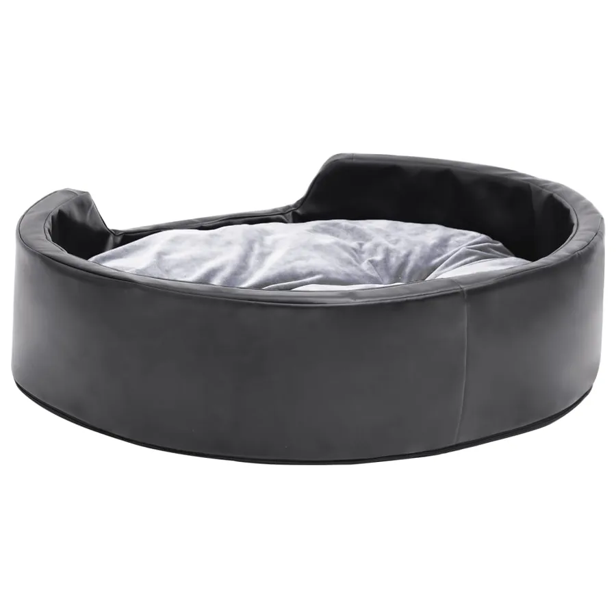 Lit pour chiens Noir et gris 69x59x19 cm Peluche et similicuir - 5