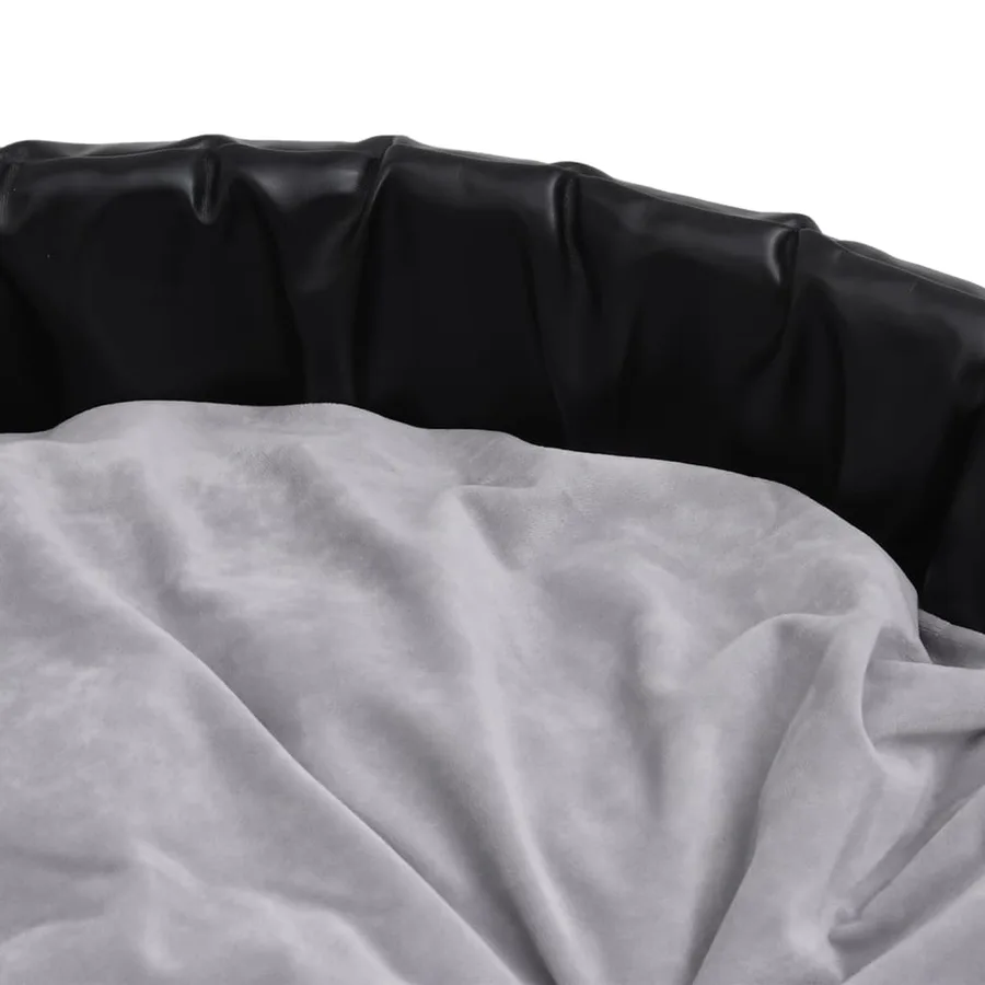 Lit pour chiens Noir et gris 69x59x19 cm Peluche et similicuir - 6