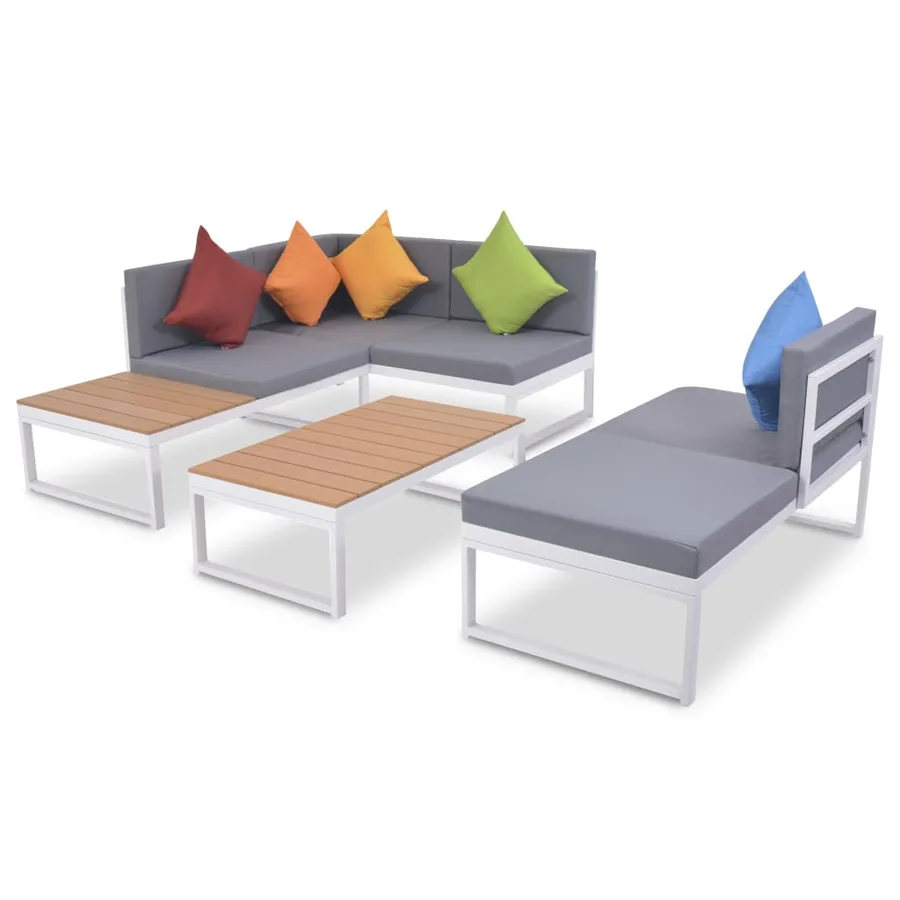 Salon de jardin 4 pcs avec coussins Aluminium et WPC - 2