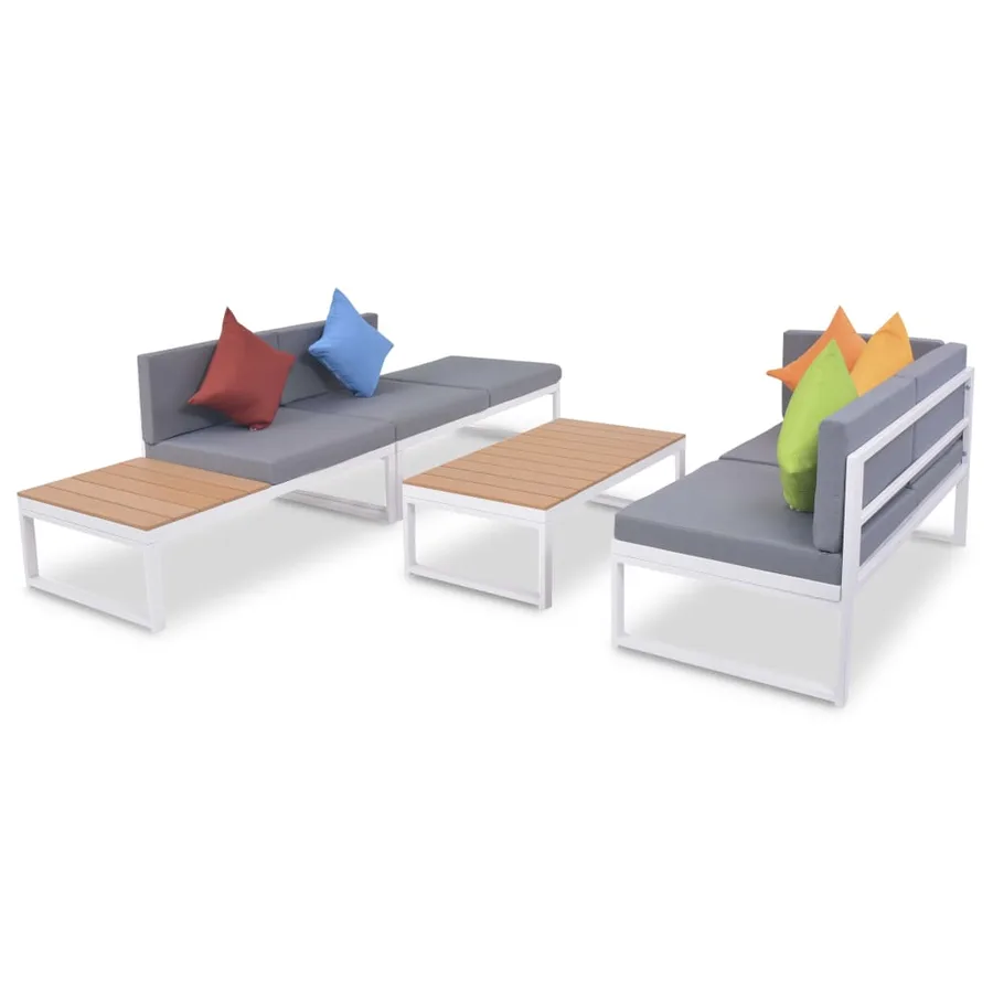 Salon de jardin 4 pcs avec coussins Aluminium et WPC - 3