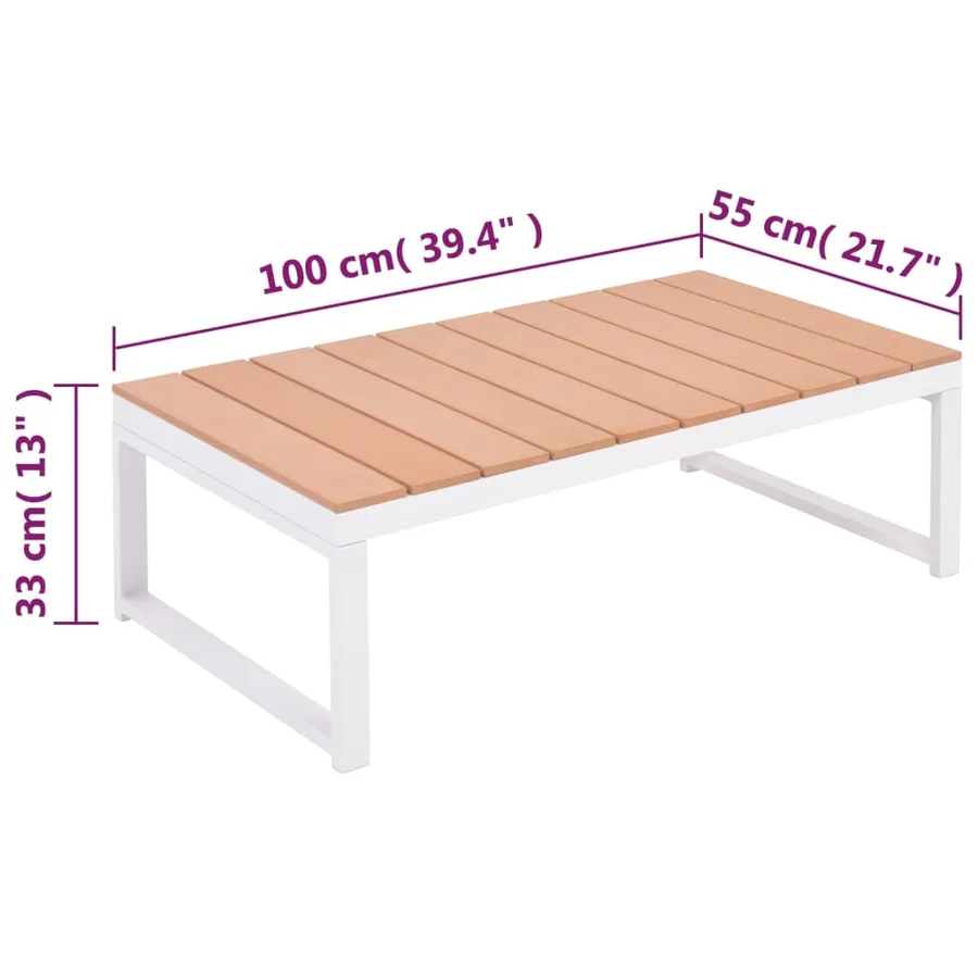 Salon de jardin 4 pcs avec coussins Aluminium et WPC - 9