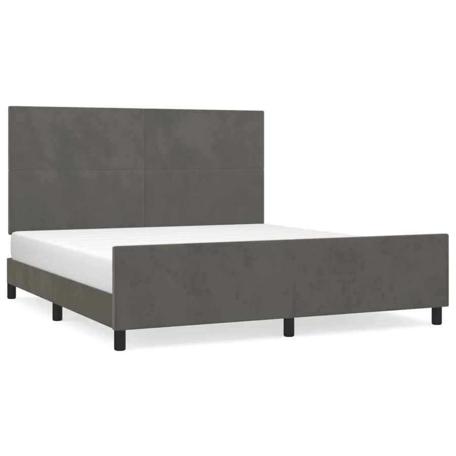 Cadre de lit sans matelas gris foncé 160x200 cm velours - 2