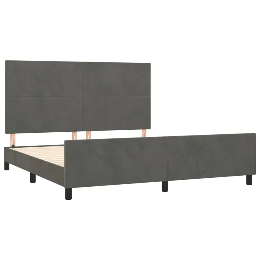 Cadre de lit sans matelas gris foncé 160x200 cm velours - 4