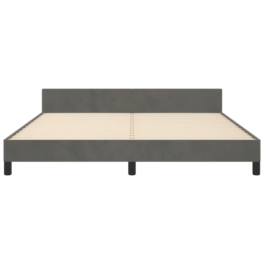 Cadre de lit sans matelas gris foncé 160x200 cm velours - 6