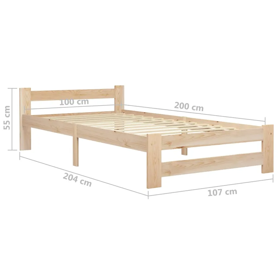 Cadre de lit sans matelas bois massif de pin 100x200 cm - 6
