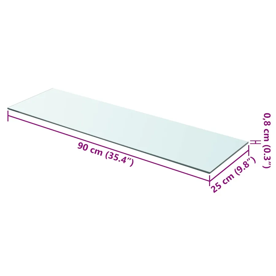 Panneau pour étagère Verre transparent 90 x 25 cm - 3