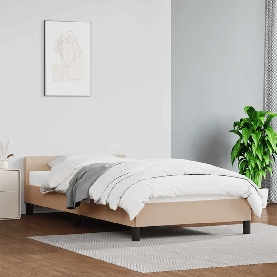 Cadre de lit avec tête de lit sans matelas cappuccino 90x190 cm