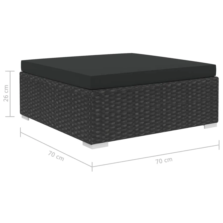Salon de jardin 12 pcs avec coussins résine tressée noir - 10