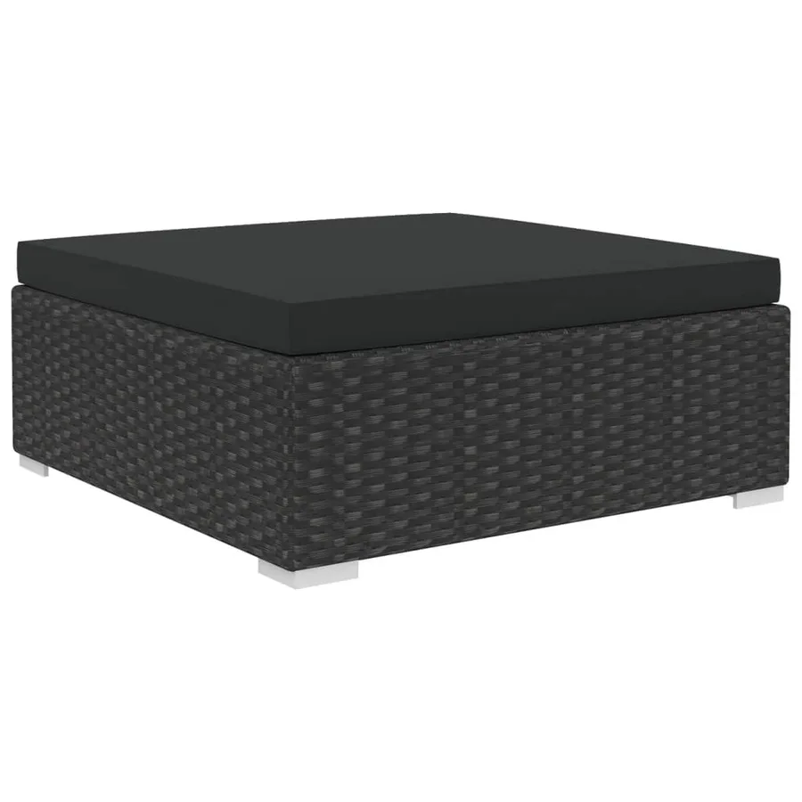 Salon de jardin 12 pcs avec coussins résine tressée noir - 6