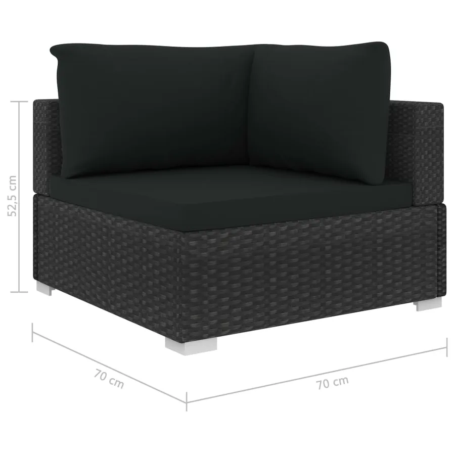 Salon de jardin 12 pcs avec coussins résine tressée noir - 8