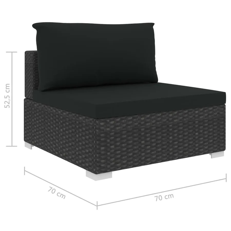 Salon de jardin 12 pcs avec coussins résine tressée noir - 9