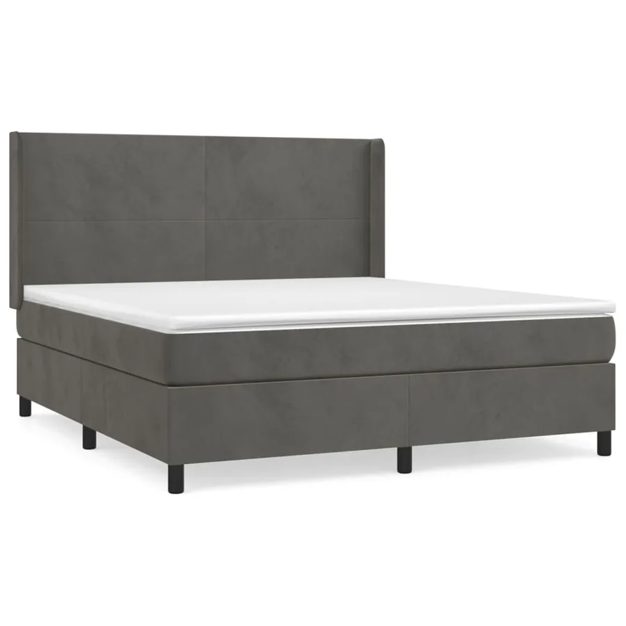 Sommier à lattes de lit et matelas Gris foncé 160x200cm Velours - 2