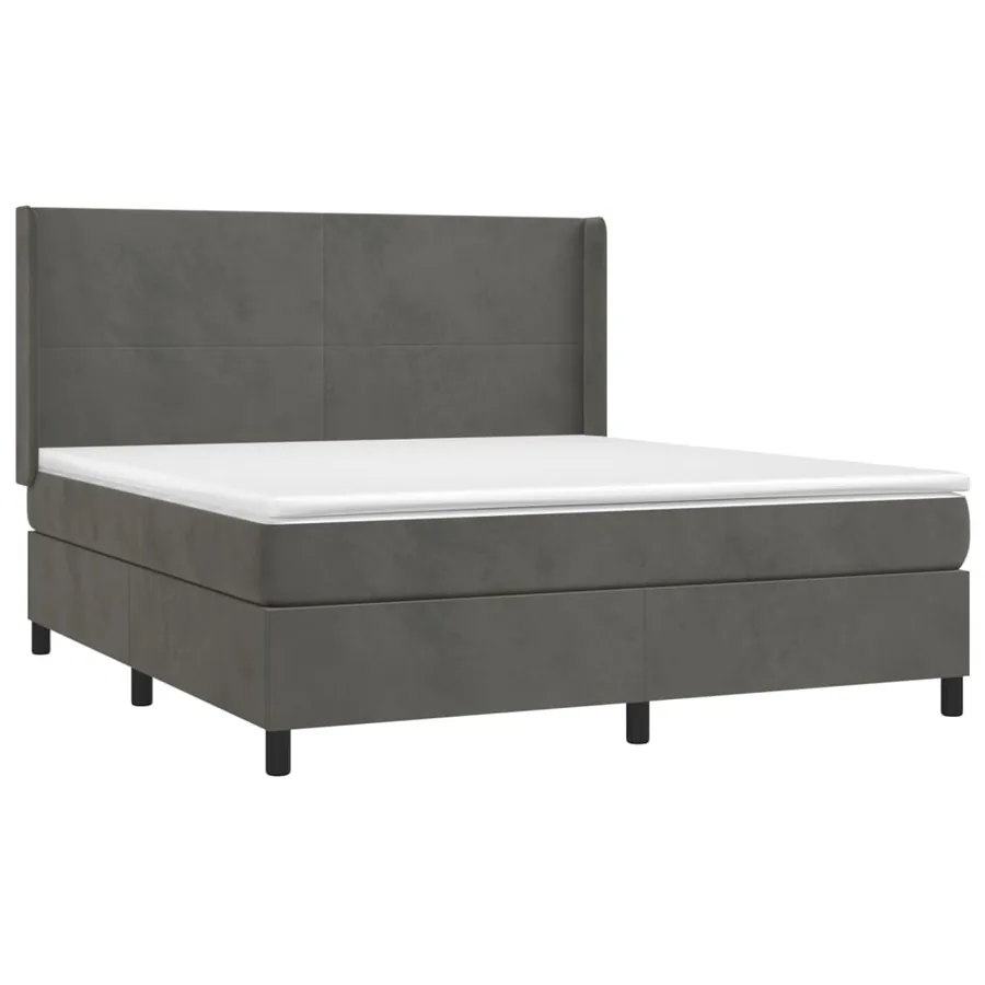 Sommier à lattes de lit et matelas Gris foncé 160x200cm Velours - 3