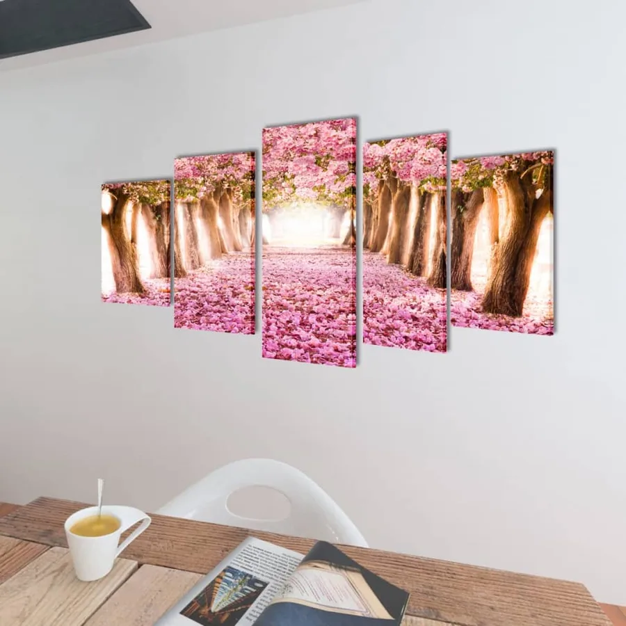Set de toiles murales imprimées Cerisiers en fleurs 200 x 100 cm - 2