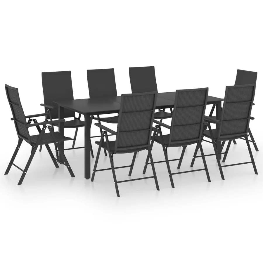 Ensemble à manger de jardin 9 pcs noir - 2