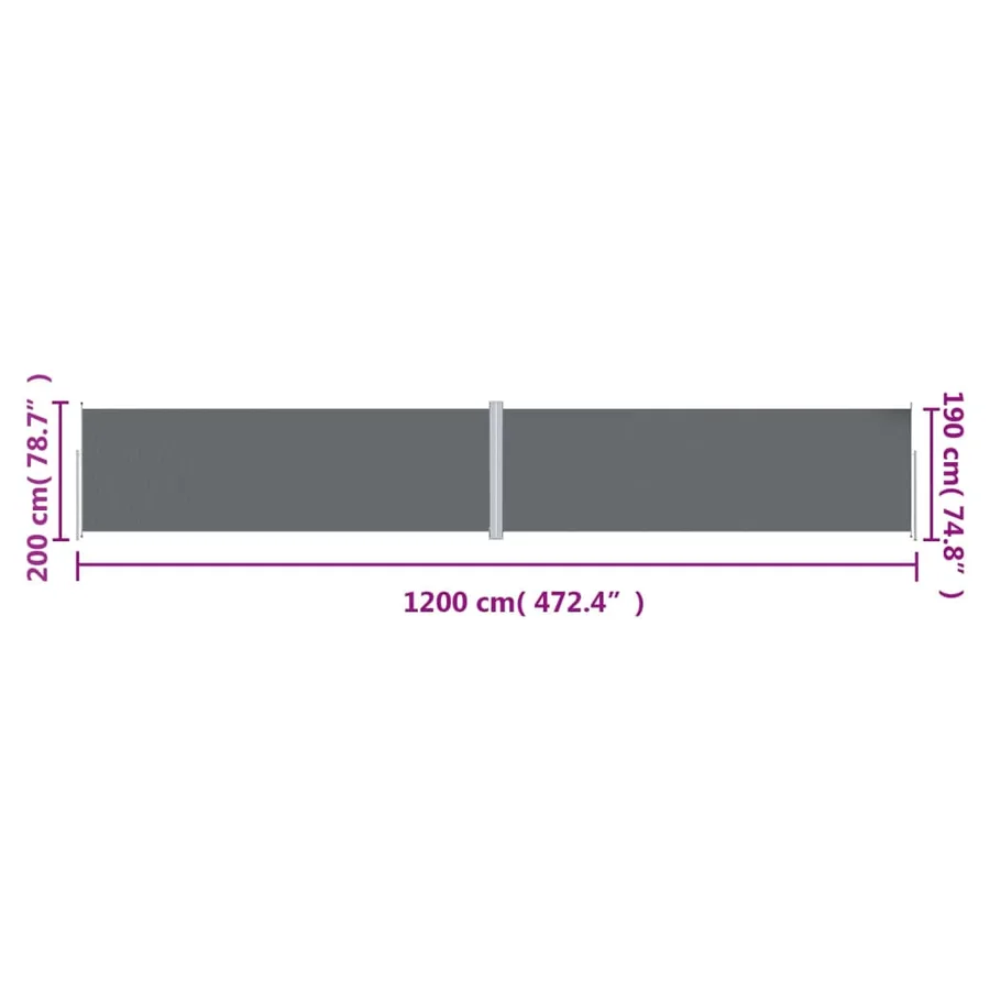 Auvent latéral rétractable Anthracite 200x1200 cm - 8