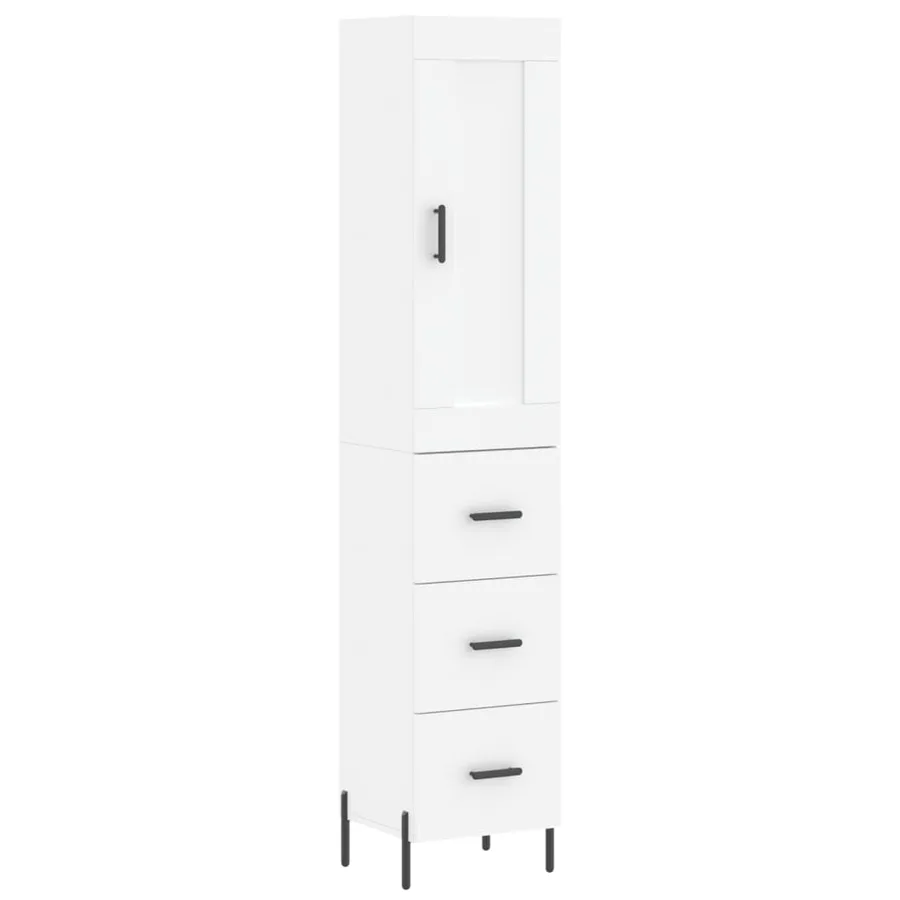 Buffet haut Blanc 34,5x34x180 cm Bois d'ingénierie - 2