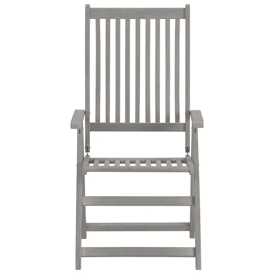 Chaises inclinables de jardin lot de 4 Gris Bois solide acacia - 3