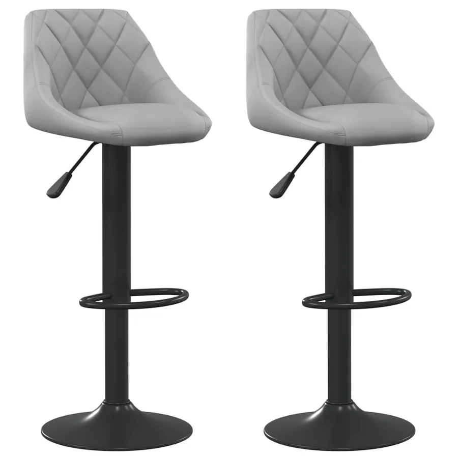Tabourets de bar lot de 2 gris clair velours - 2