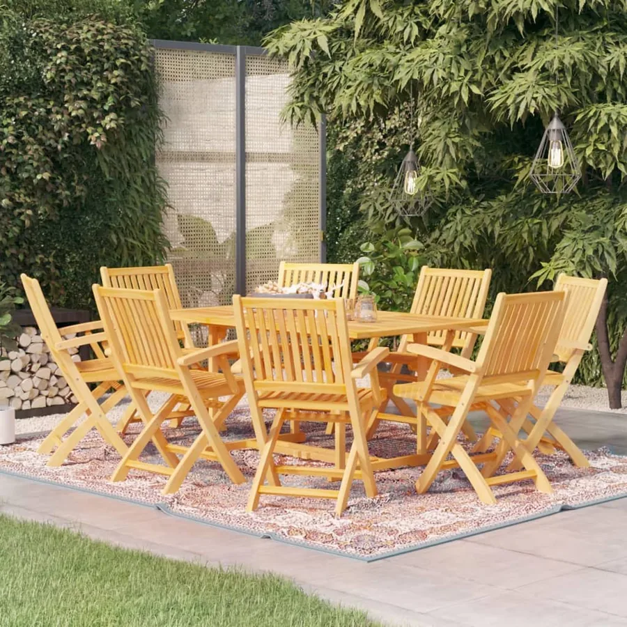 Ensemble à manger de jardin 9 pcs Bois de teck massif